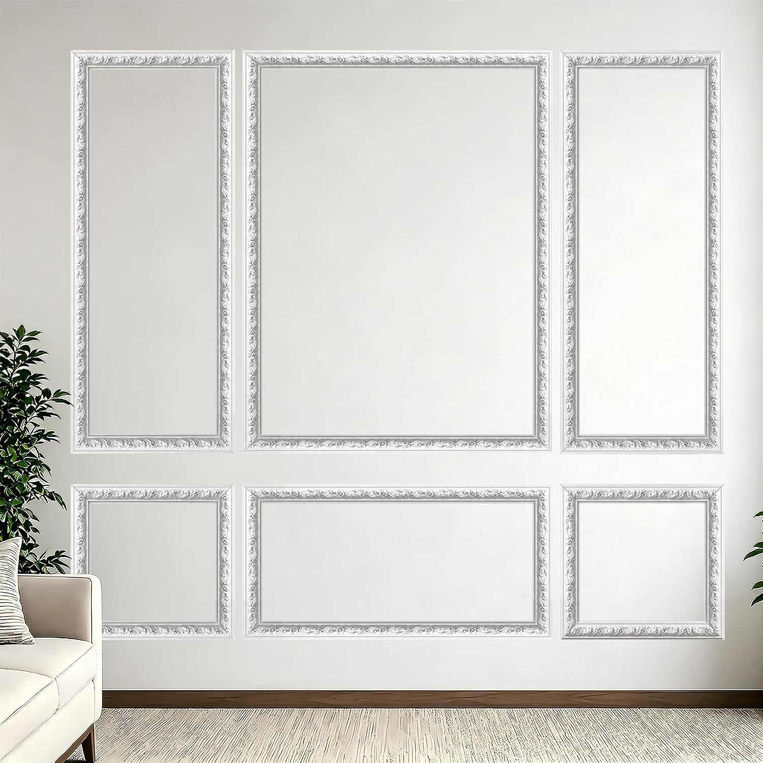 3 Set Peel and Stick Wall Molding Kit,Pre Cut Wainscoting Panels,24X32In | Self