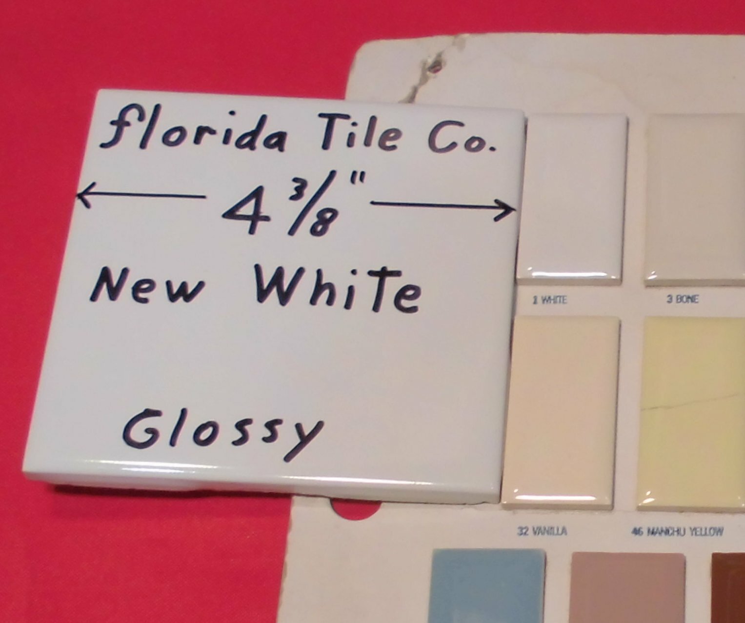 1 pc. 4-3/8″ *New White #100* Glossy Ceramic Wall Tile by florida Co. NOS