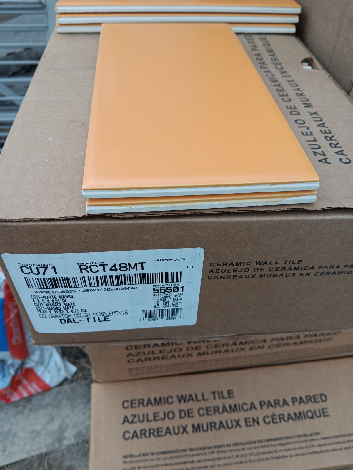 14 Tiles (3 ft²) – Matte Mango Orange 4 x 8 Ceramic Subway Tile…Vintage/Retro