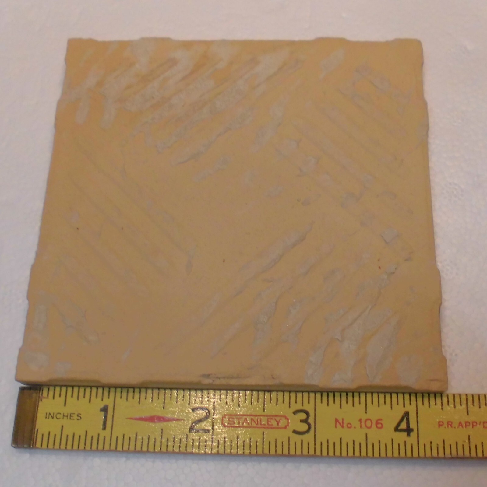 1 pc. Coral Pink #730 by Romany Tile Co. 4-1/4″ Glossy Ceramic from 1940’s Used