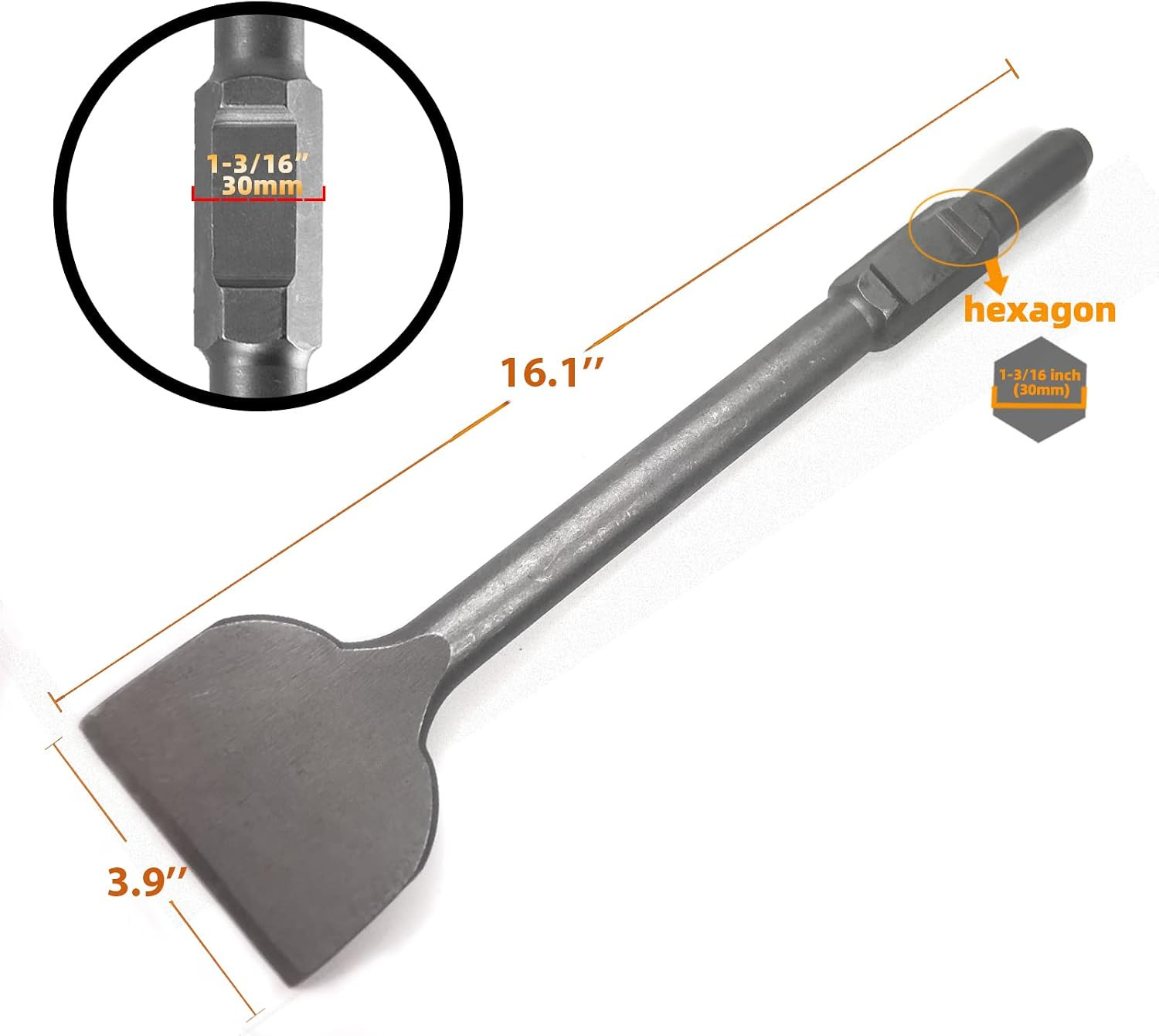 JACKCHEN 4 Inch Wide Tile & Removing Tile and Stone Chisel for Hex.30Mm Demoliti