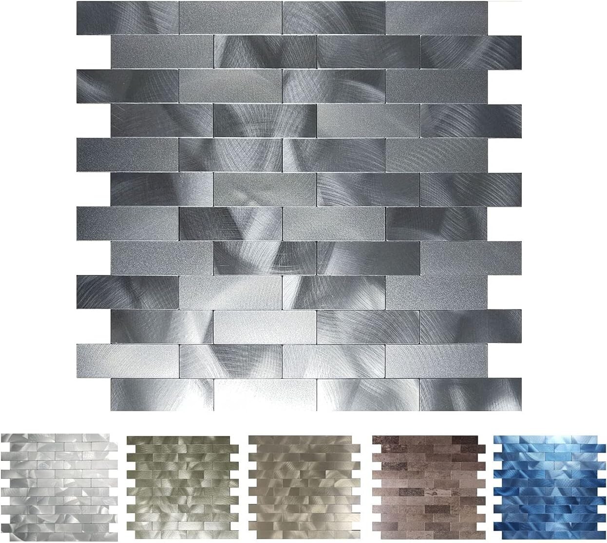 10 Sheets Backsplash for Kitchen Bathroom Self-Adhesive Metal Aluminum 3D Grey