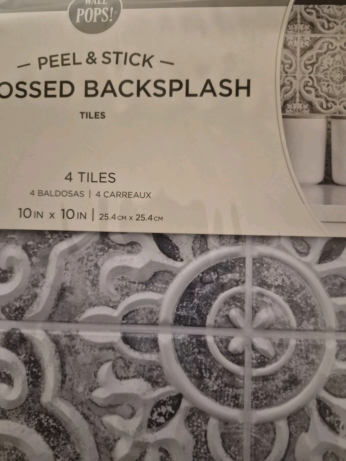 wall pops peel & stick embossed backsplash 6 Pack With 4 In Each