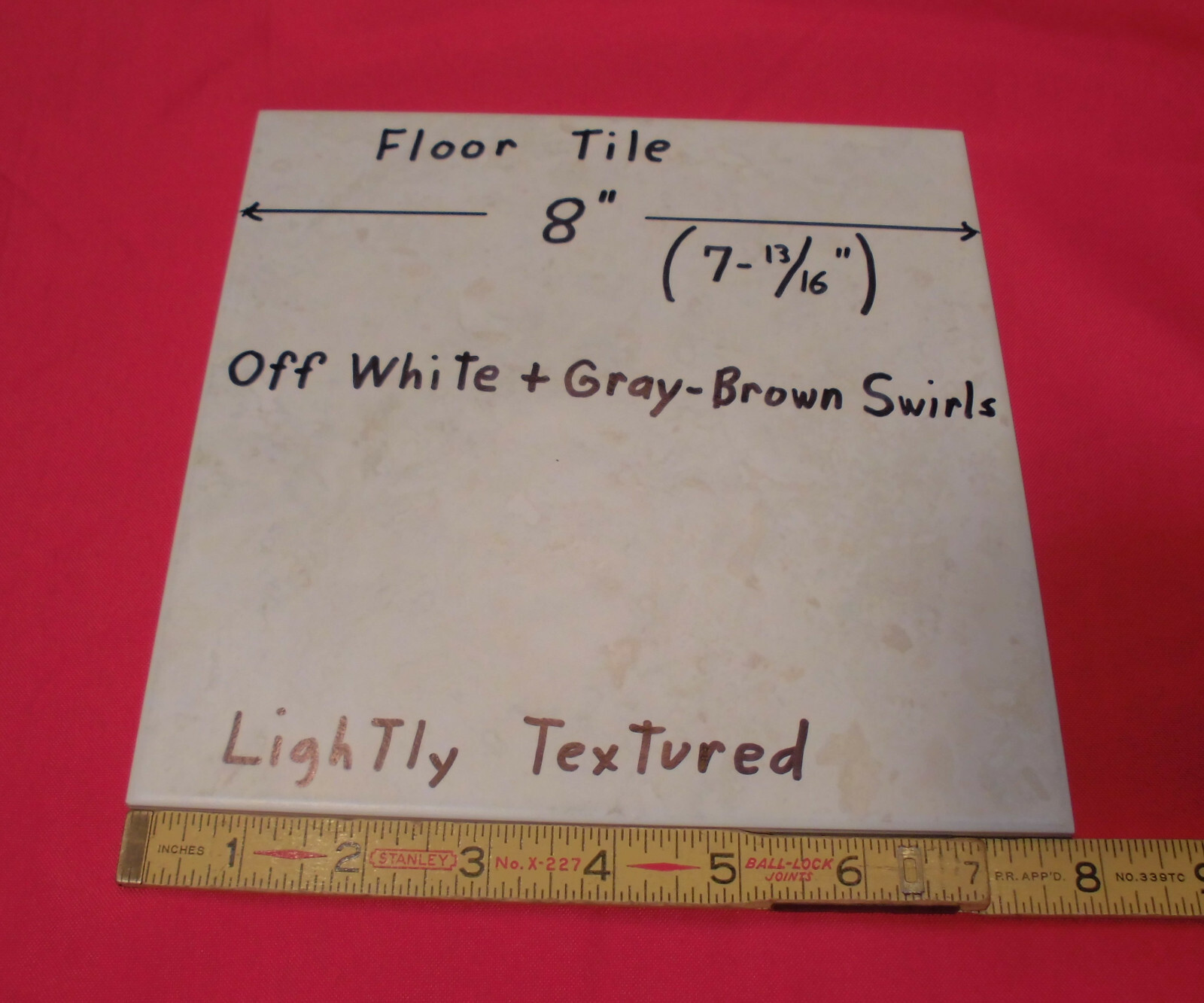 1 pc. 8″ X 8″ *Off White + Gray-Brown Swirls; Ceramic-Porcelain Floor Tile NEW