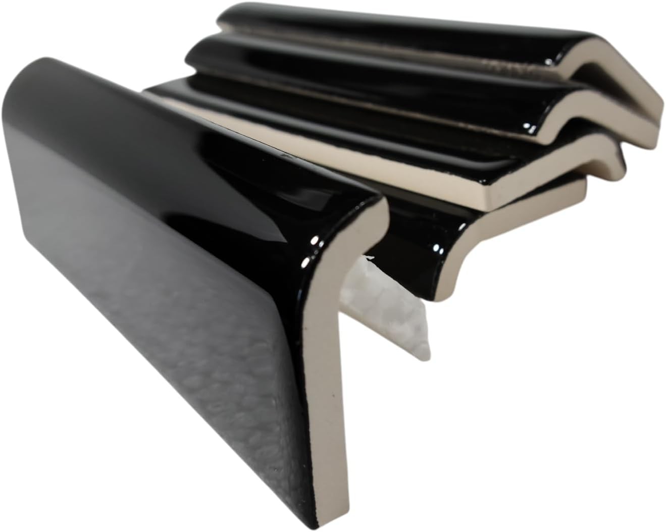 Black 2 x 6 in Ceramic Tile Bullnose Mud Cap Trim Edge 2×6 inch 6 Inch,
