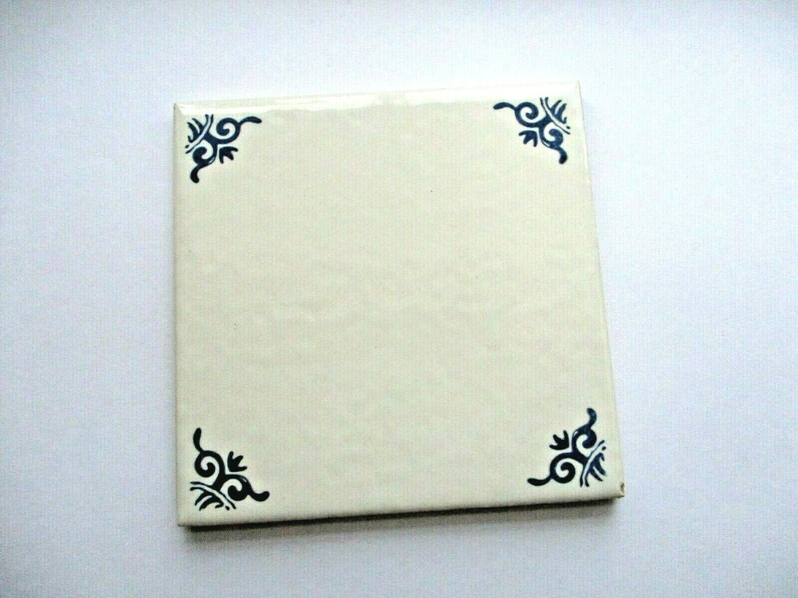 1 Wall Tile US Ceramic USA Delft Blue 4-1/4″ Sq Off White Gloss Dimpled Vtg 1993