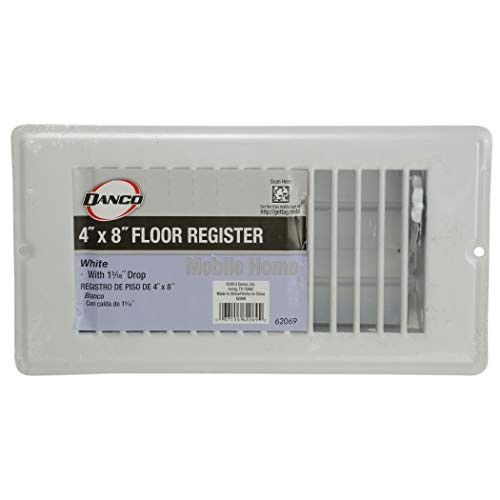 62069P 4-Inch x 8-Inch Floor Register, 4 in x 8 in x 1-5/16 in (5-Pack) White