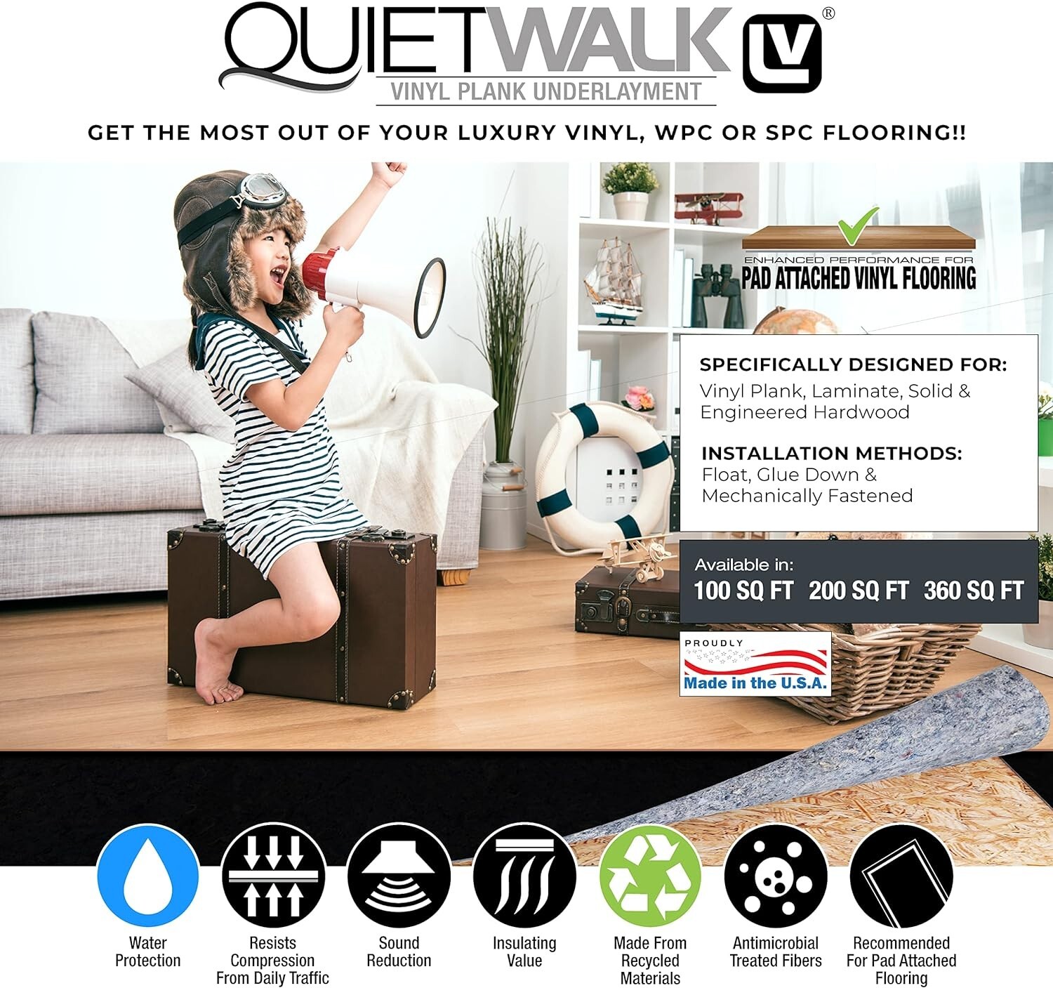 QuietWalk LV Underlayment Moisture Protection Dri-Wick-Sound Reduction-200 sq ft
