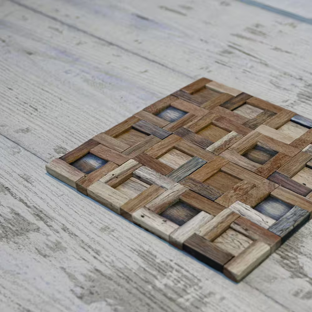 11-7/8 In. X 11-7/8 In. X 3/4 In. Freeport Boat Wood Mosaic Wall Tile Natural (1