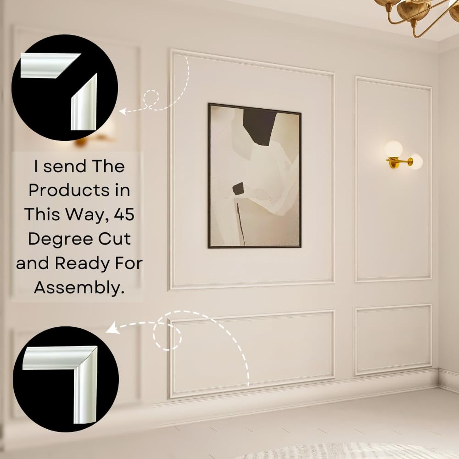 Peel and Stick Wall Molding Package Ready to Assemble, Pre-Cut Factory Primed…