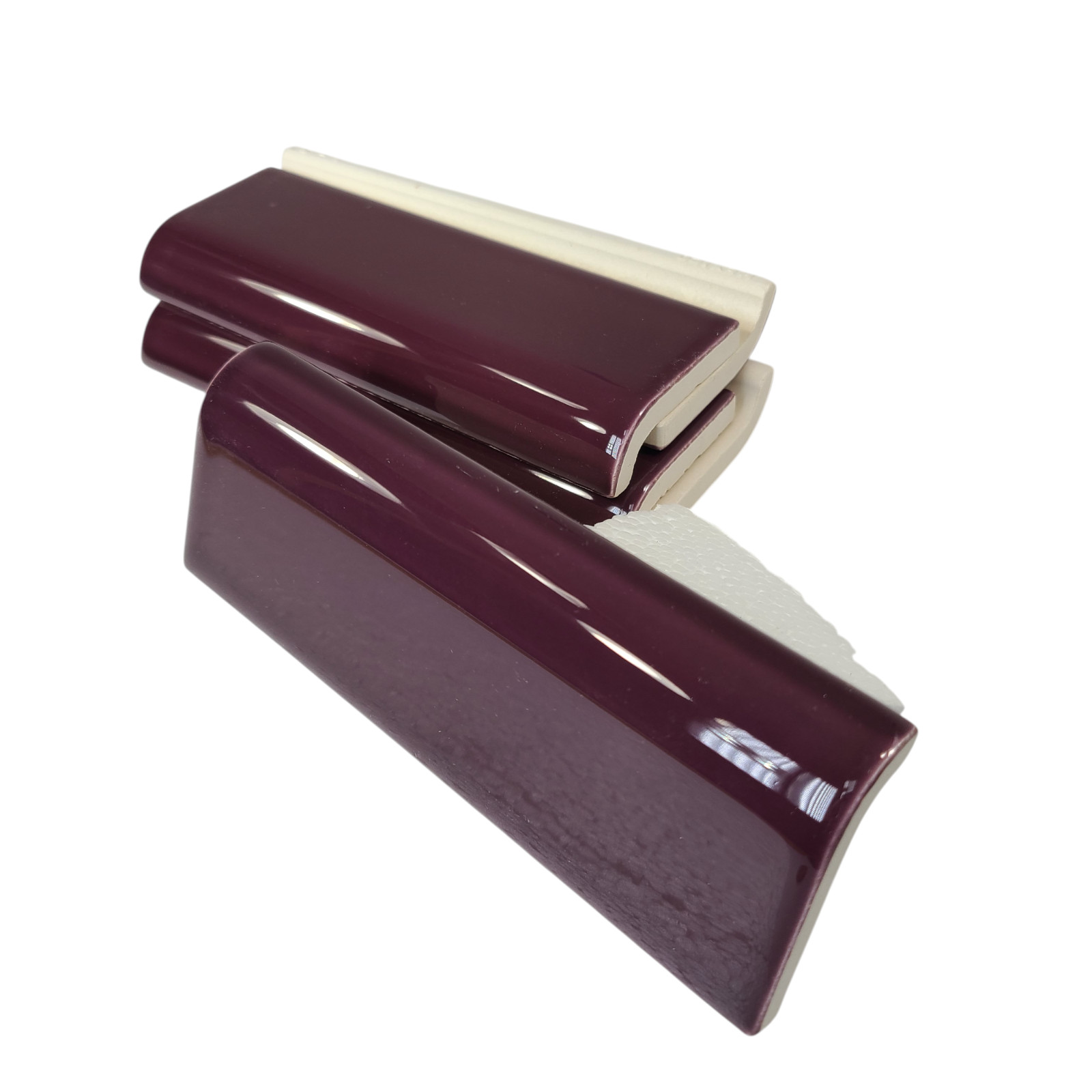 Purple Plum Ceramic Tile Mud Cap Bullnose Mudcap Subway Trim Shower Backsplash