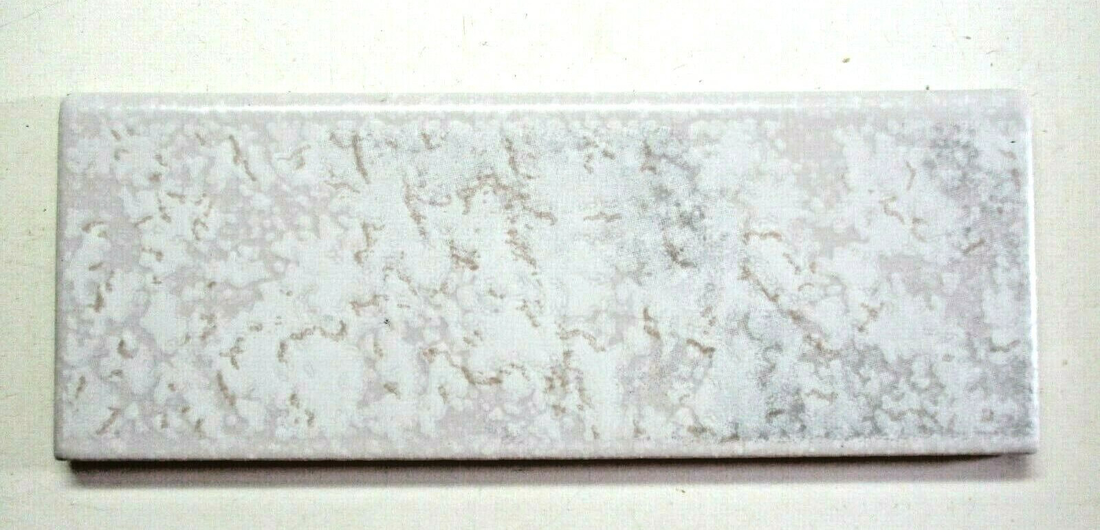 1 Italy CLP Bullnose Wall Tile Ceramic 7-7/8″ X 3″ Marbled Satin Gray Beige Vtg