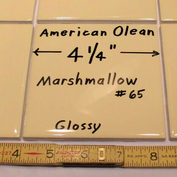 1 pc. *Glossy Marshmallow Yellow* Ceramic Tiles by American Olean…4-1/4″ NEW