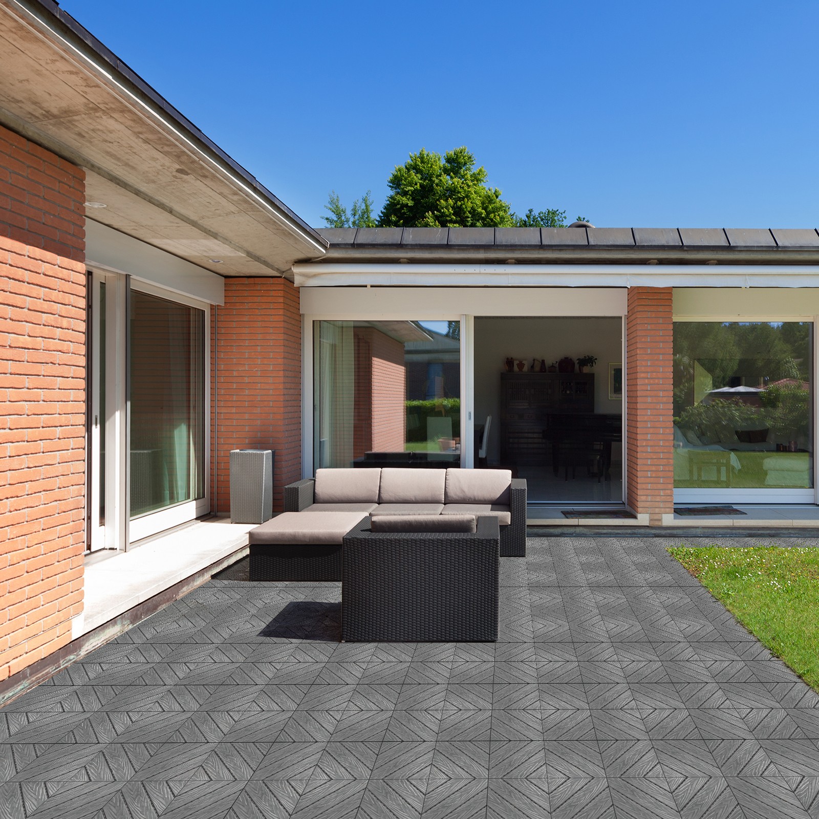 27Pack, 26.16ft² Plastic Interlocking Deck Tiles, Waterproof Flooring Tiles NEW