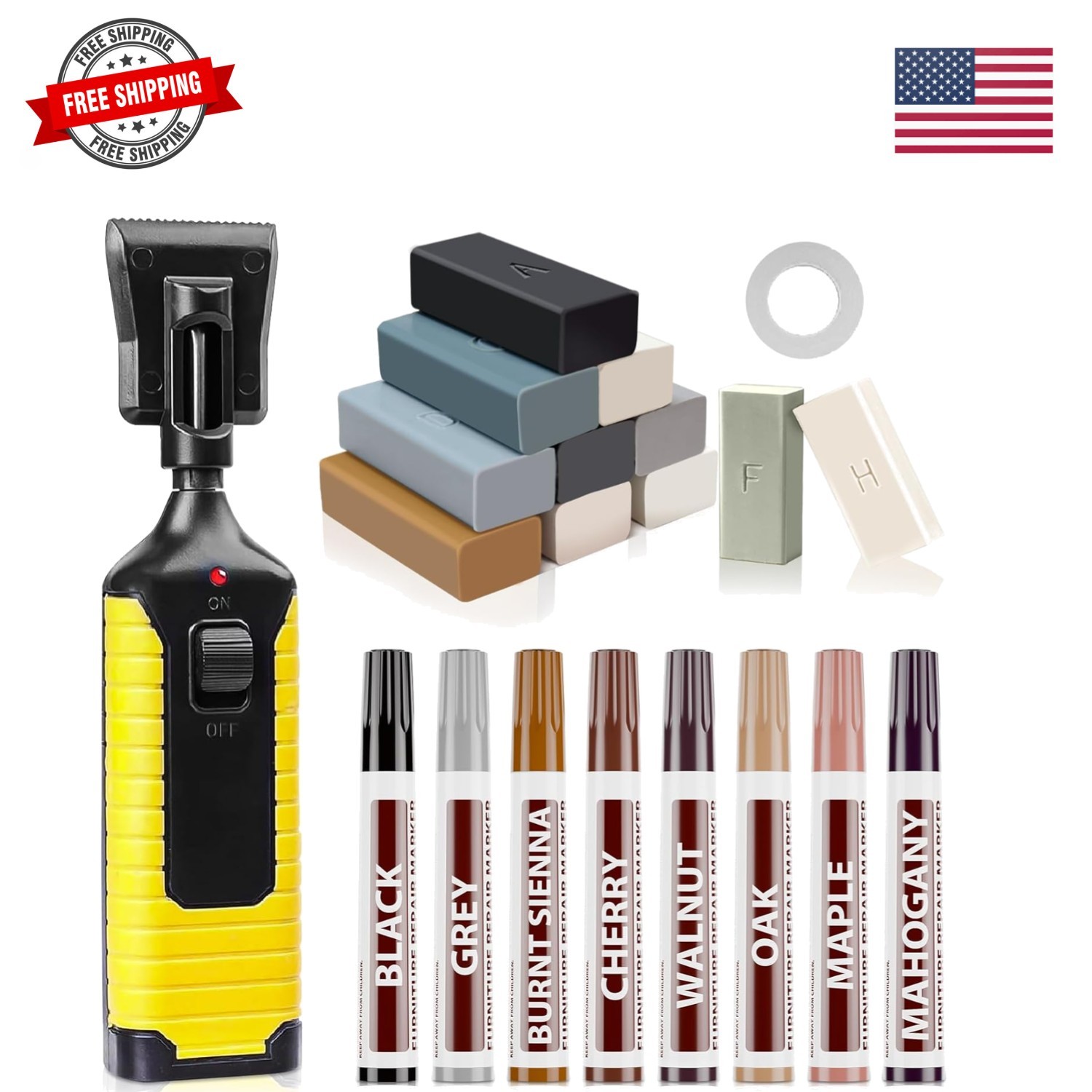 Hardwood Floor Repair Kit -11PCS Laminate Vinyl Floor Wax with 8PCS Wood Furn…
