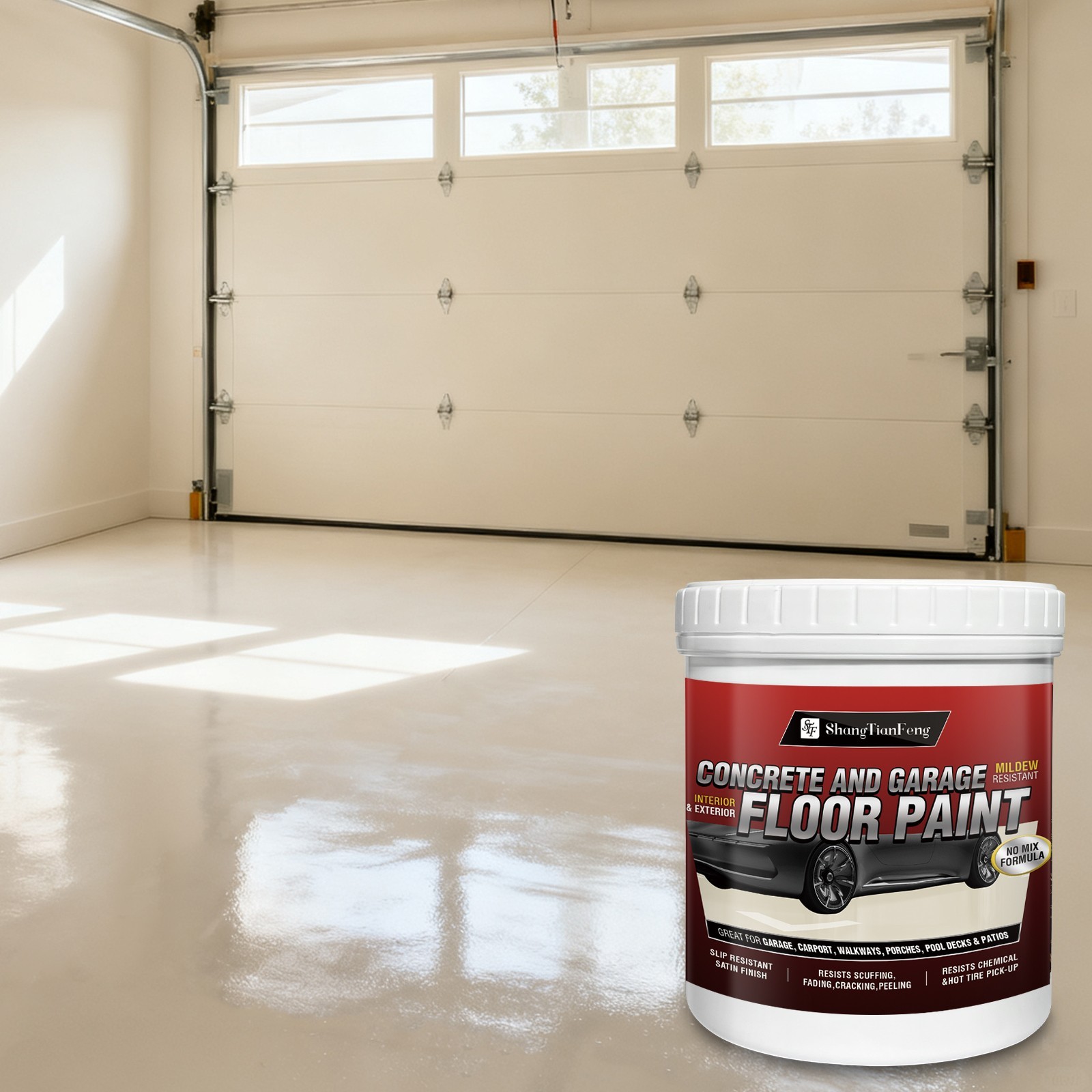 Epoxy Floor Paint Kit – Acrylic Concrete Coating for Garage Living Room 1 Gallon