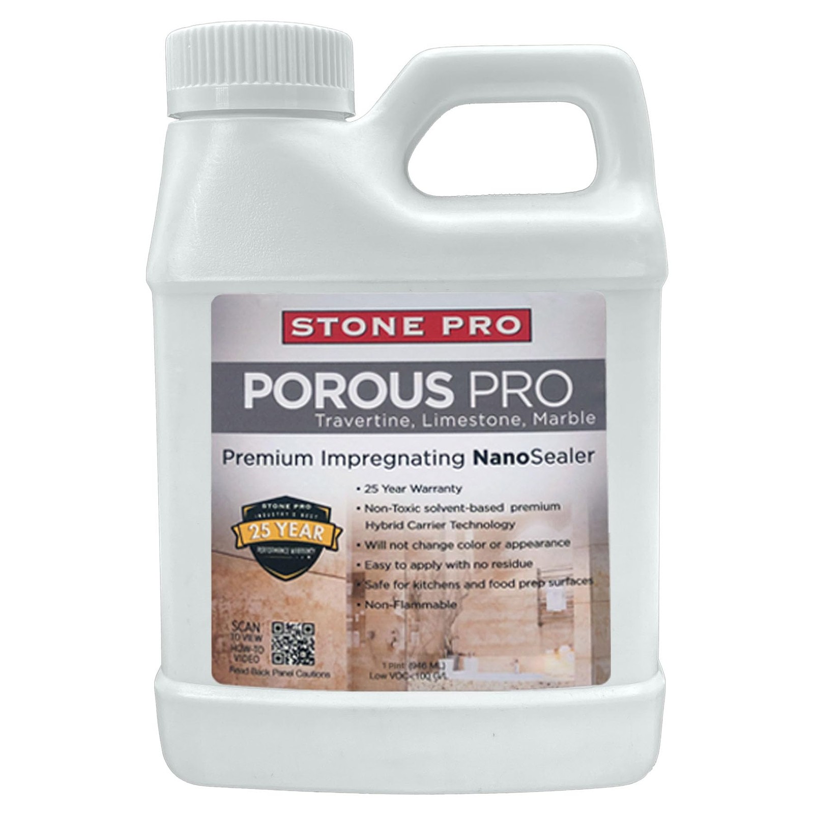 Stone Pro – Porous Pro Sealer (1 Pint – 16 Fl Oz) (for Sealing Travertine, Limes