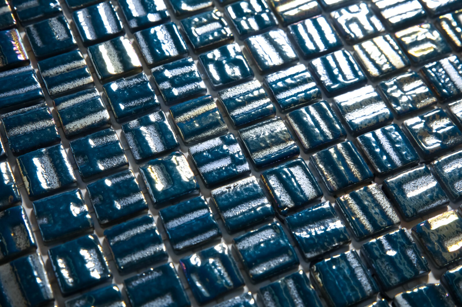 Pressed Glass Mosaic on Net for Pool 32.5×51.5 -Alves Blend Cobalt Pool