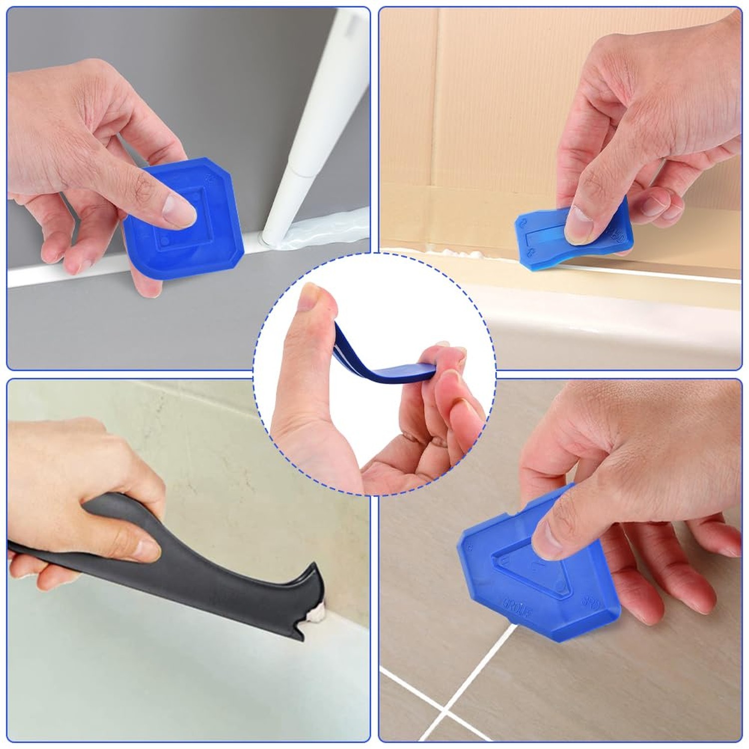 Silicone Caulking Tool, 3 in 1 Caulking Remover Glazing Compound Finishing To…