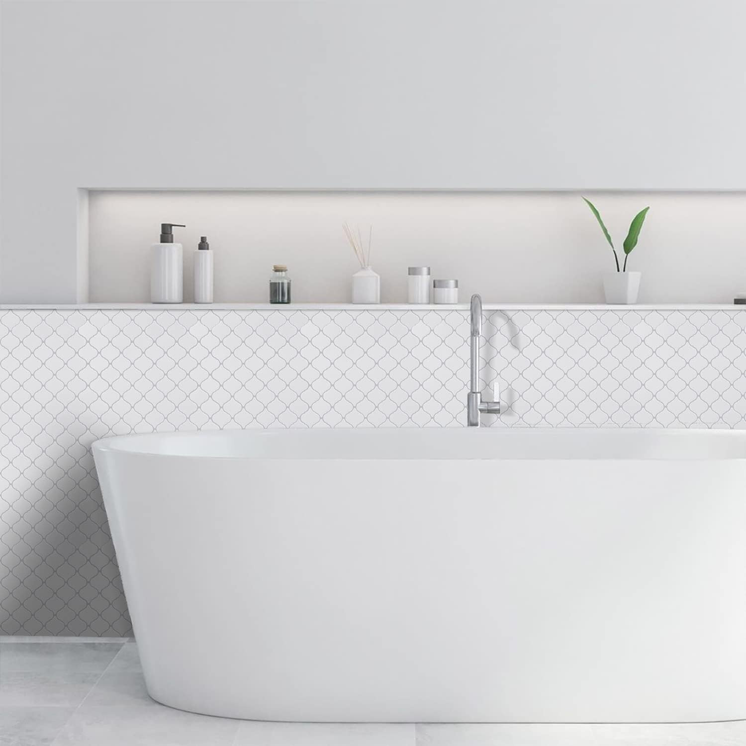 STICKGOO Arabesque Peel and Stick Backsplash, 12”X12” Vinyl Backsplash Tile for
