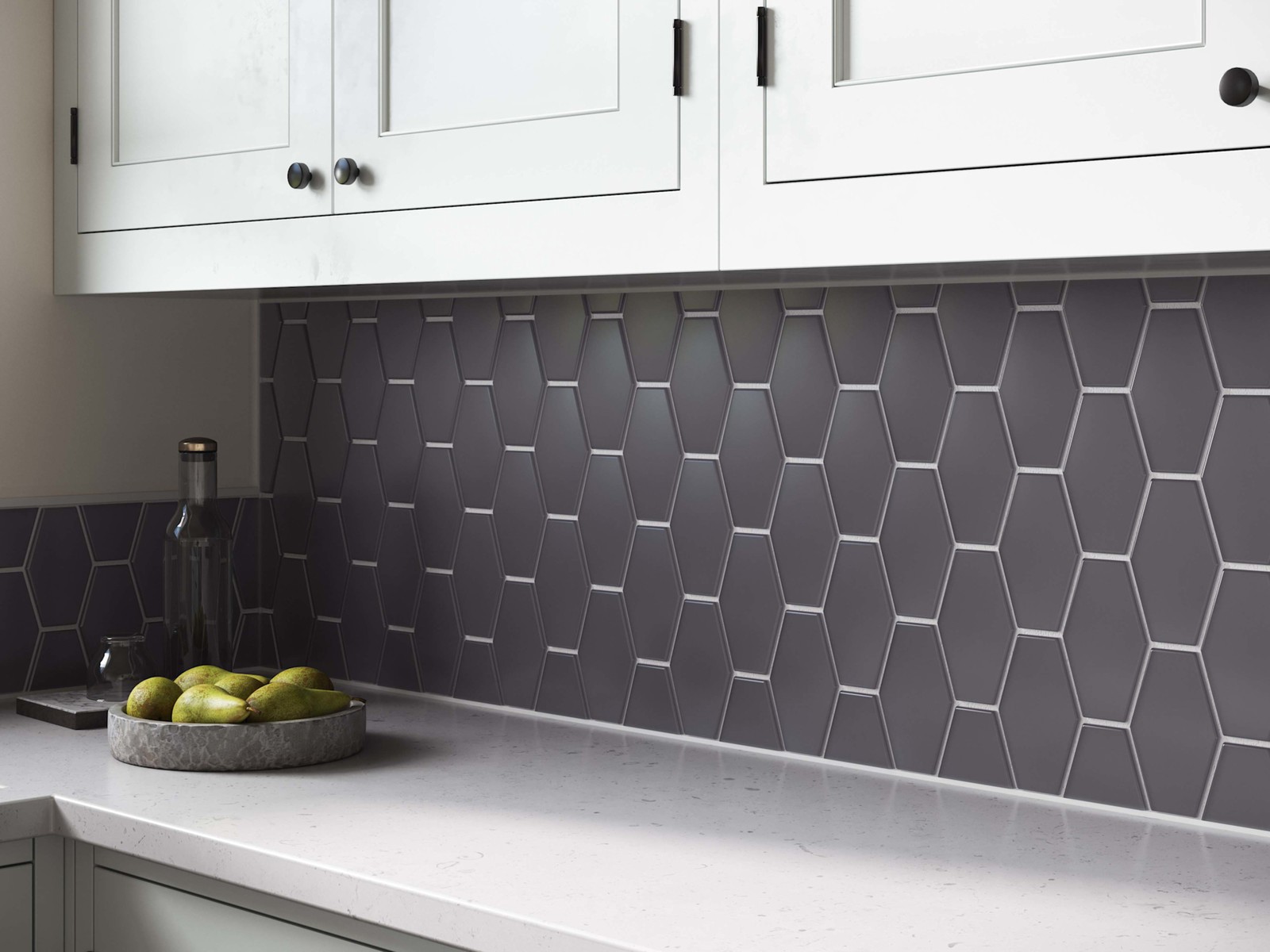 Cruz Bay Studio MKT2872 Long Hex – 11″ x 11″ Geometric Floor and – Carbon Matte