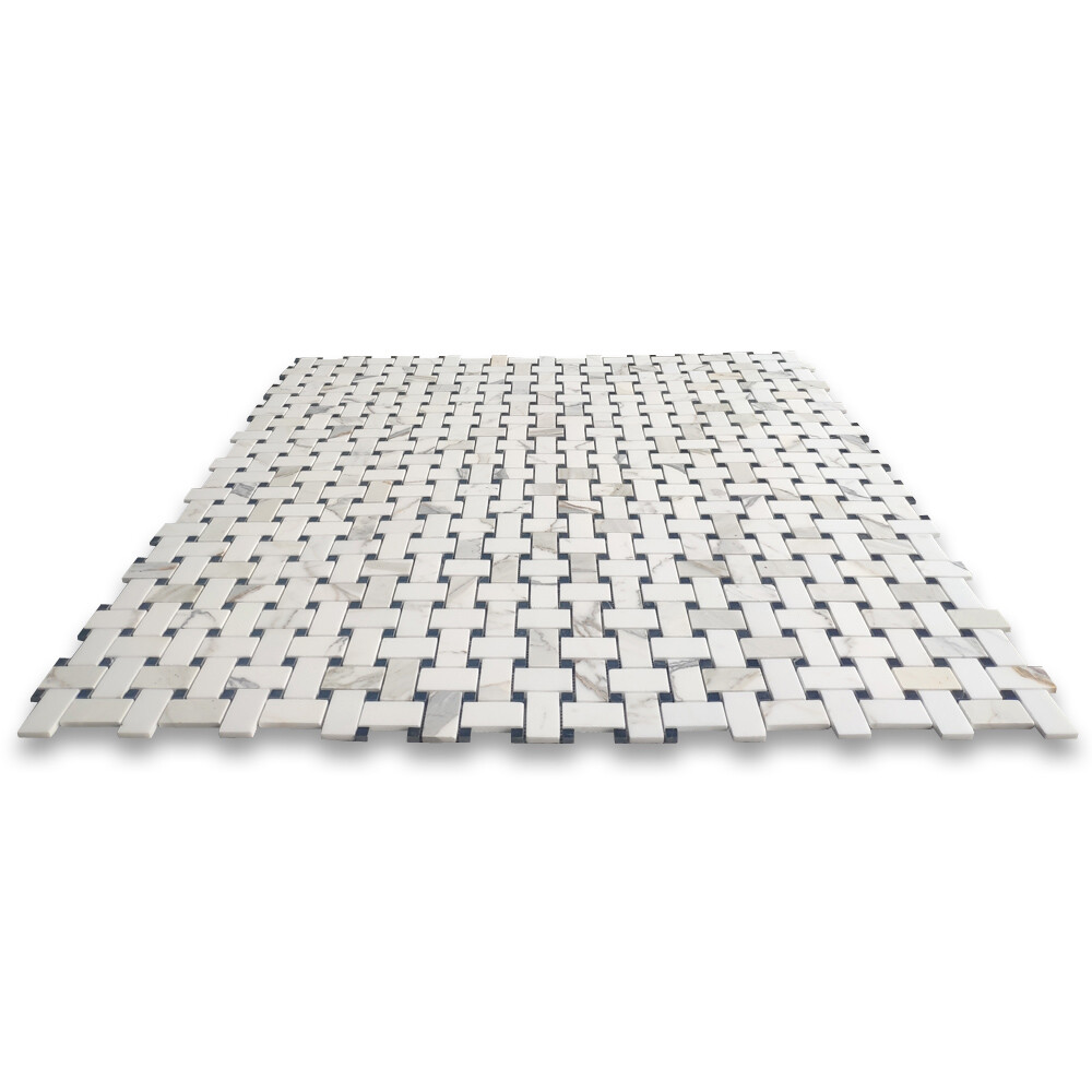 G651XH Calacatta Gold Calcutta Marble 1×2 Basketweave Mosaic Tile Honed