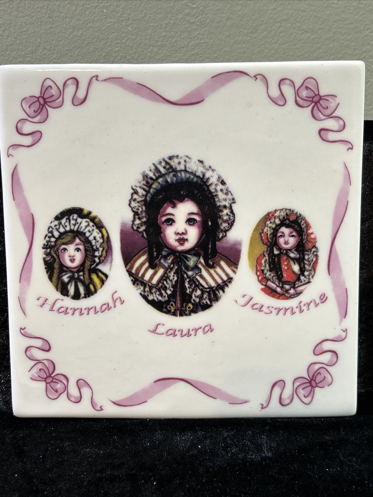 2 Ceramic Art Tile 6″x6″ HANNAH, LAURA, JASMINE – Brand New – Perfect Hot Pad!