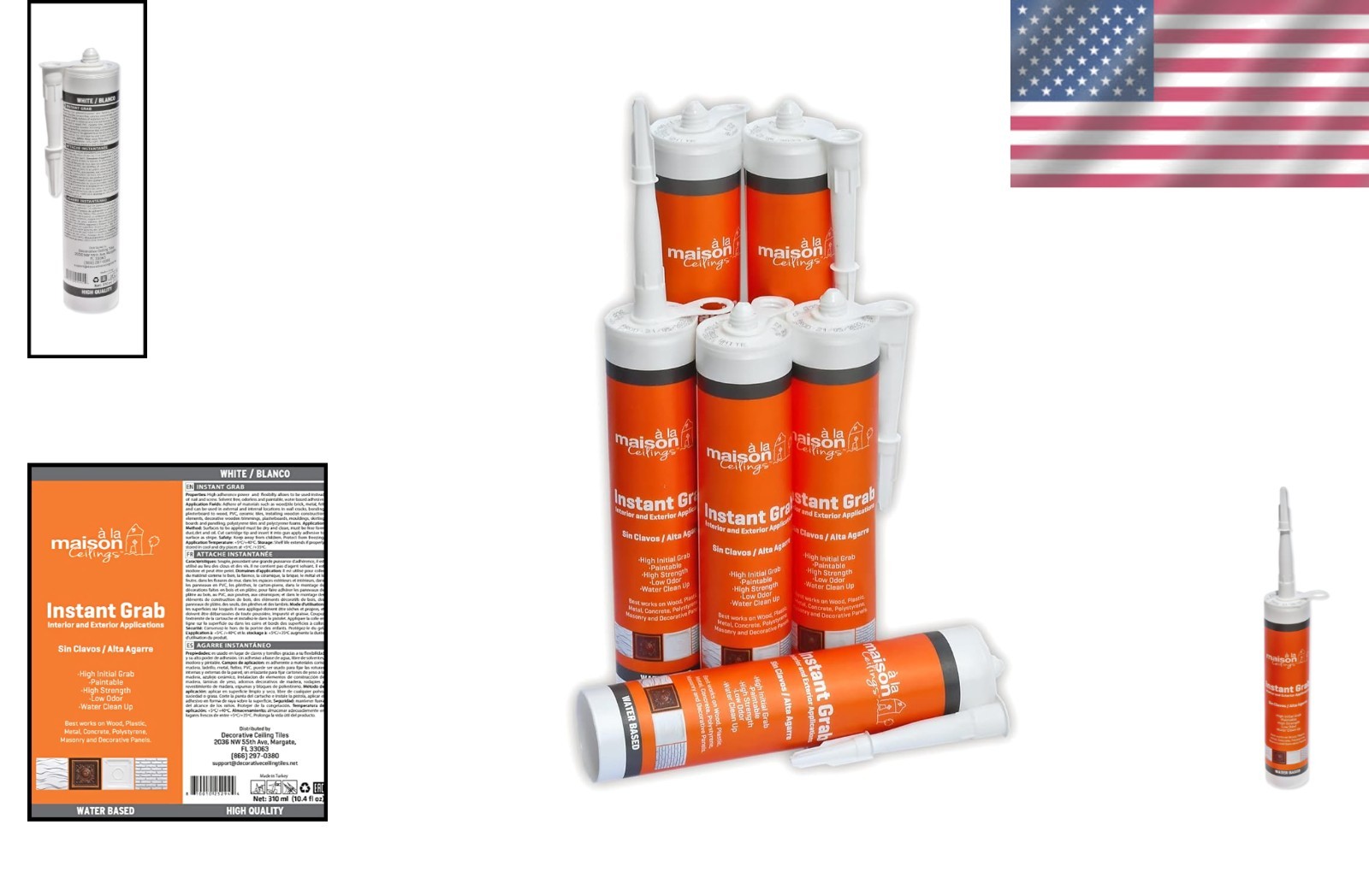 Instant Grab High-Strength White Adhesive – 6-Pack for Multi-Surface Bonding