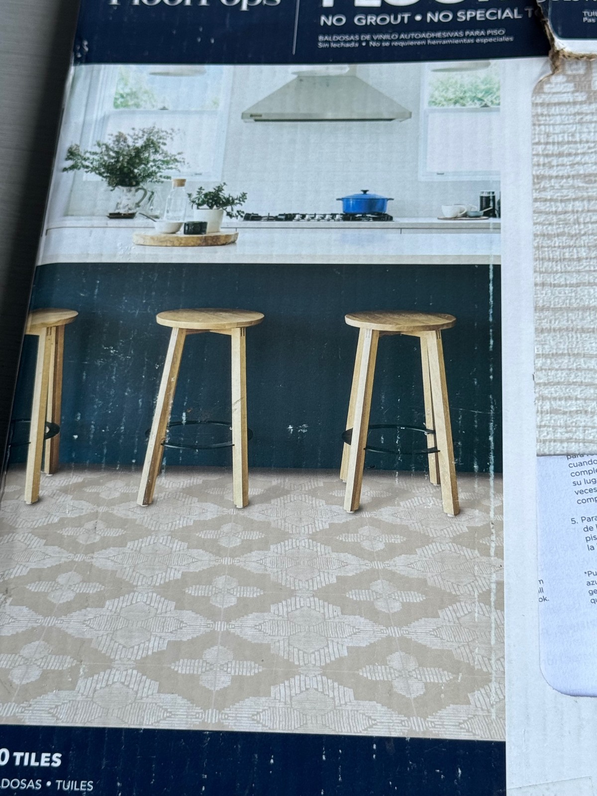 FloorPops Peel Stick Vinyl Floor Tiles Sullivan 10 Tiles 12in x12in Beige Pack