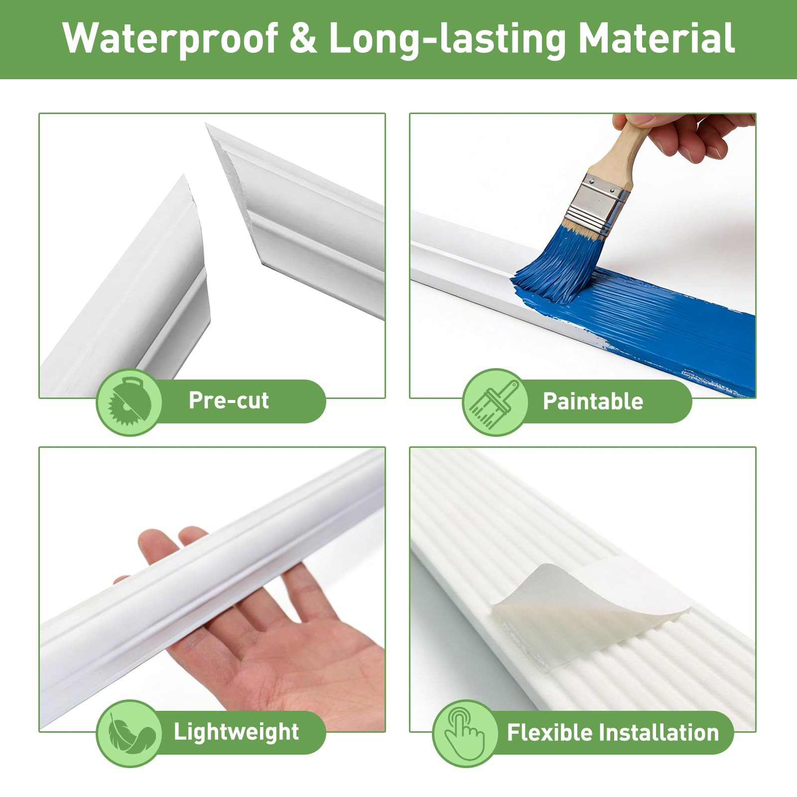 Peel and Stick Wall Molding, 4 Set 16″ x 20″ Premade Wainscoting Panels, Read…