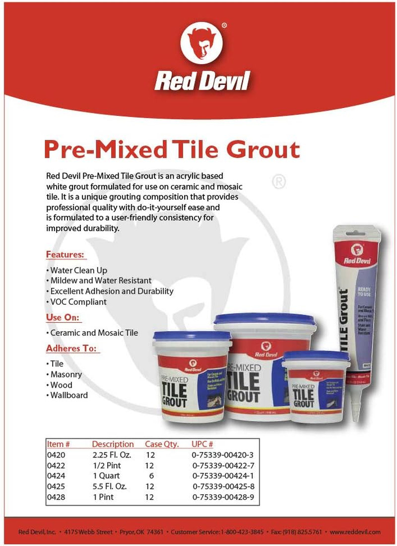 0425 Pre-Mixed Tile Grout – Professional Quality, Excellent Adhesion, Ideal for