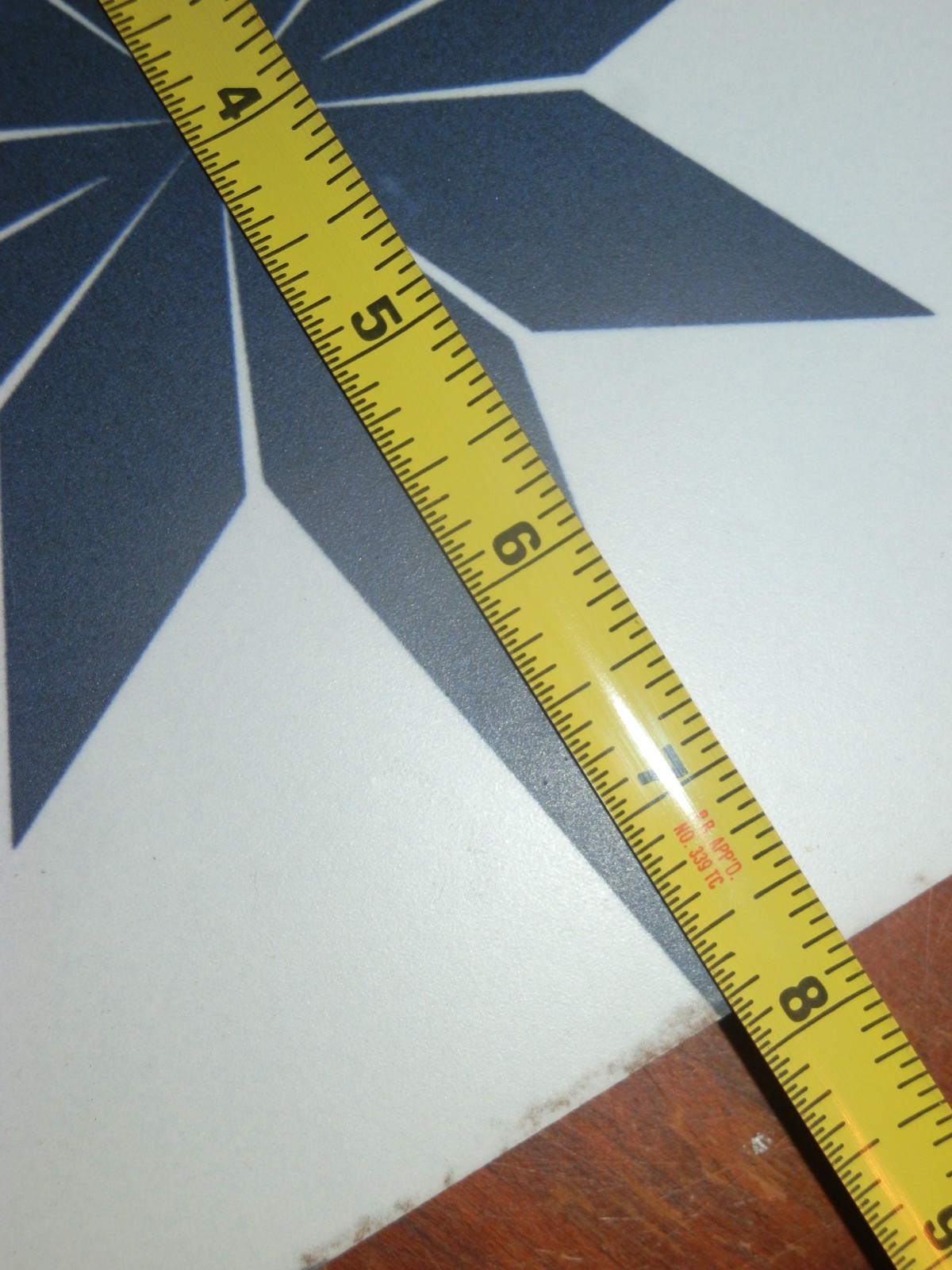 Nautical Star Blue Gray Ceramic Floor Tile: 8″ X 8″ Actual 7-13/16″ Made/Turkey