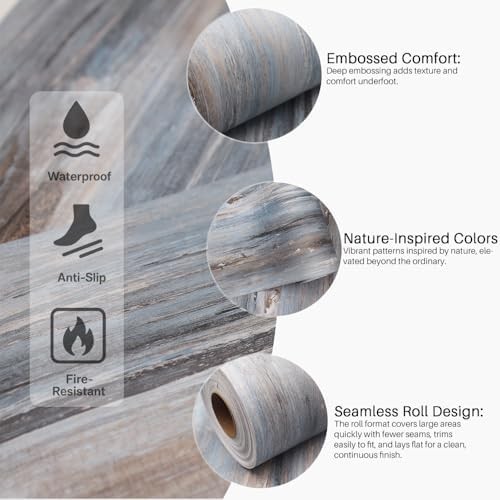 Peel and Stick Vinyl Flooring – 11.8″ X 118″ Nature-Inspired Colors Flooring, Re