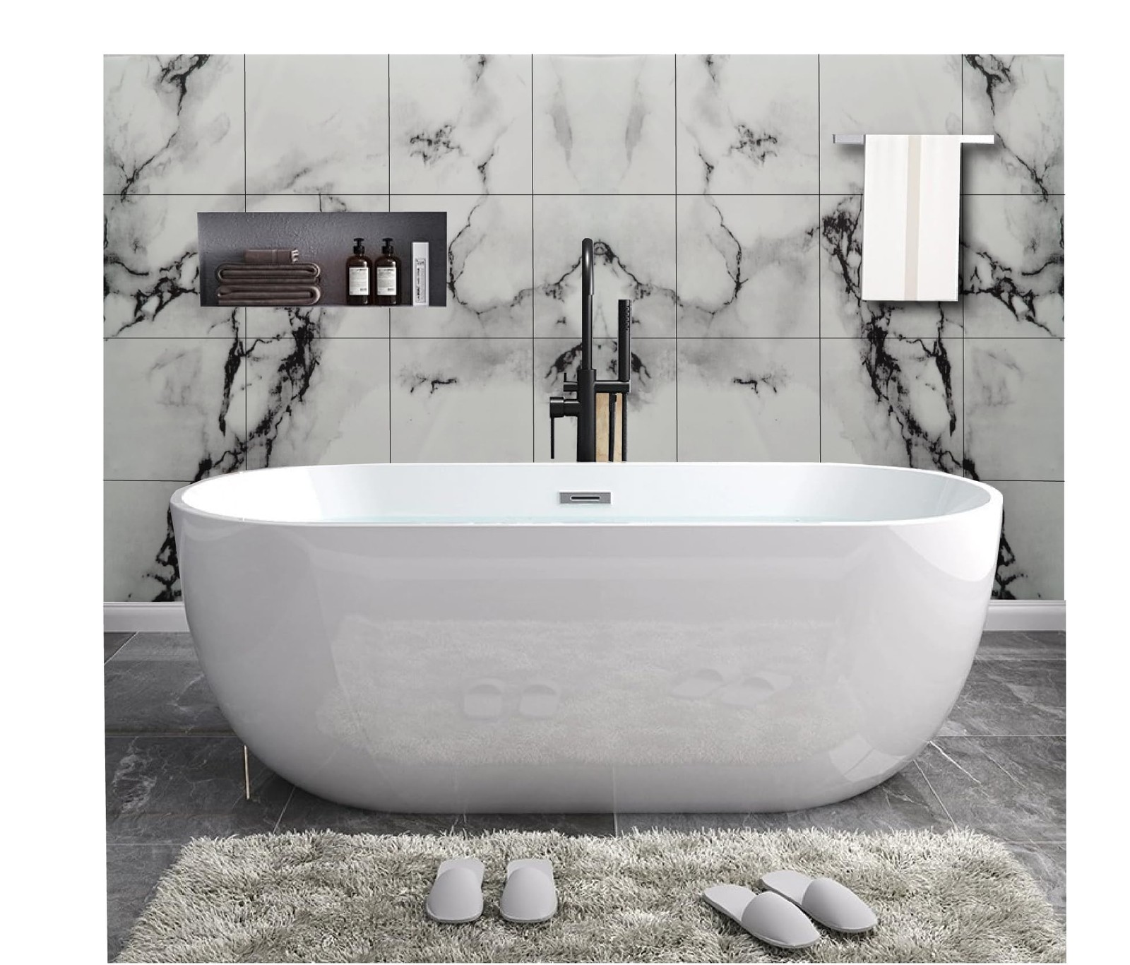 Peel and Stick Backsplash Marble Look 12″X12″ Self Adhesive Wall Tile Back Sp…