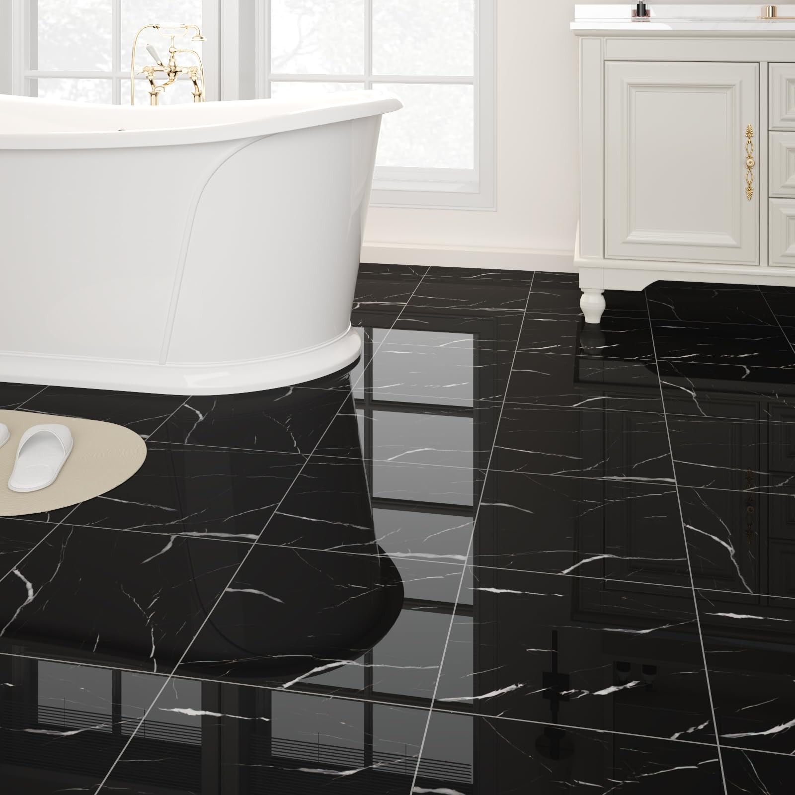 20-Pack Peel and Stick Floor Tiles Vinyl Floor 12 x 12 inch Self Adhesive Wat…