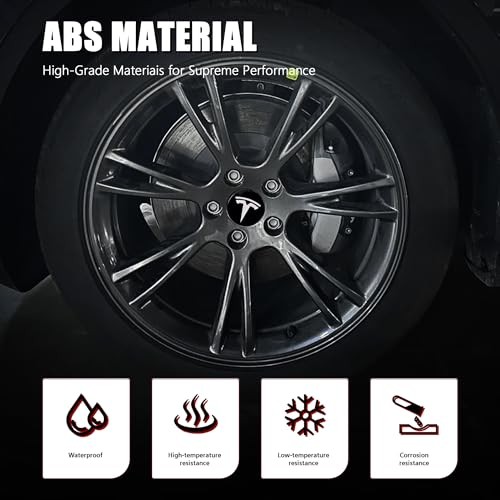 4 PCS Wheel Center Hub Cap Sticker for Model 3 / Model Y, Wheel Black & White