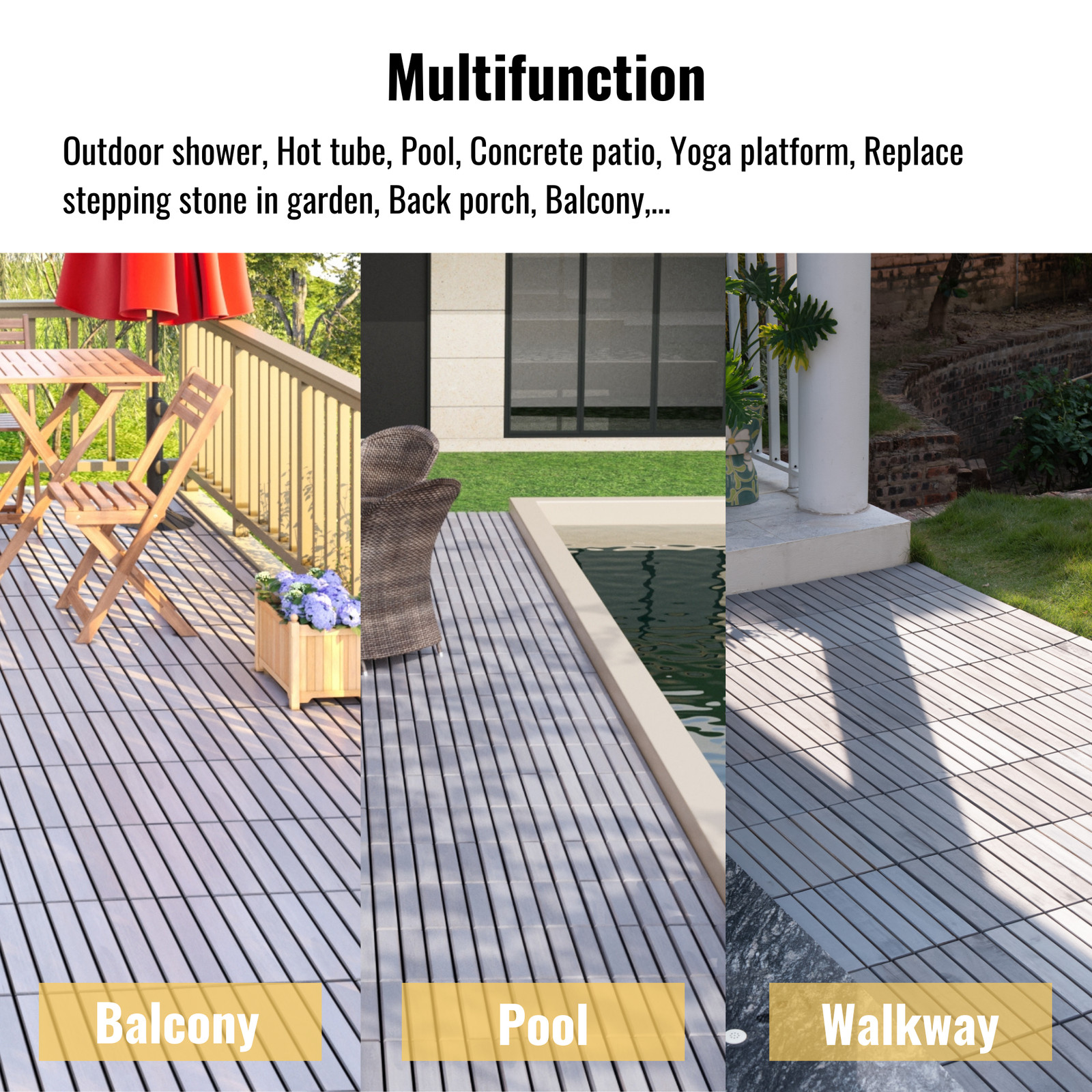 Square striped acacia hardwood outdoor flooring