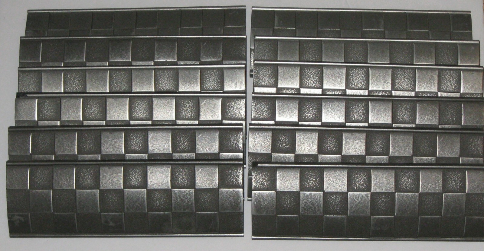 2″x6″ Metal Pewter Resin Checker Listello Accent Wall Tile – Lot of 12 pcs
