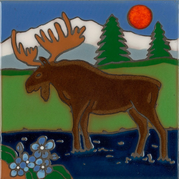 Ceramic Tile Moose hot plate wall decor backsplash installation mural mosaic