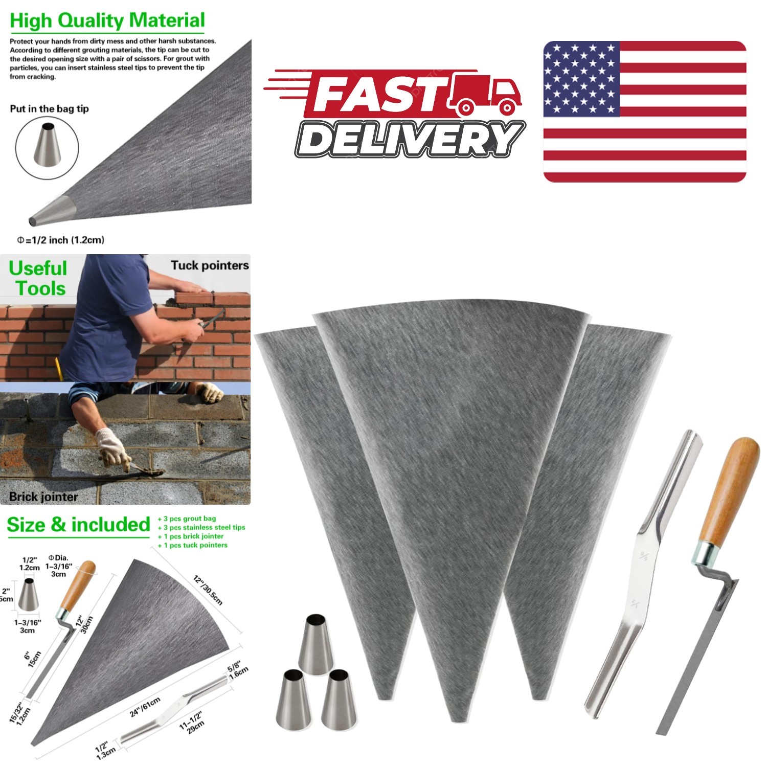 Reusable Grout Bag 12 by 24 Inch PVC Waterproof for Masonry and Tiling Projects