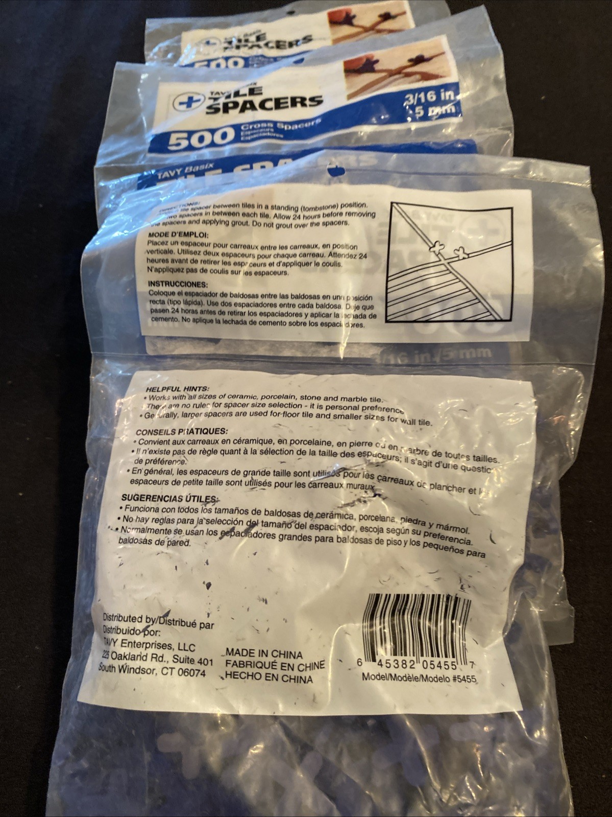 TAVY Basix 3/16 in (5mm) 500 pack Blue Cross Plastic Tile Spacers – 3 pkgs