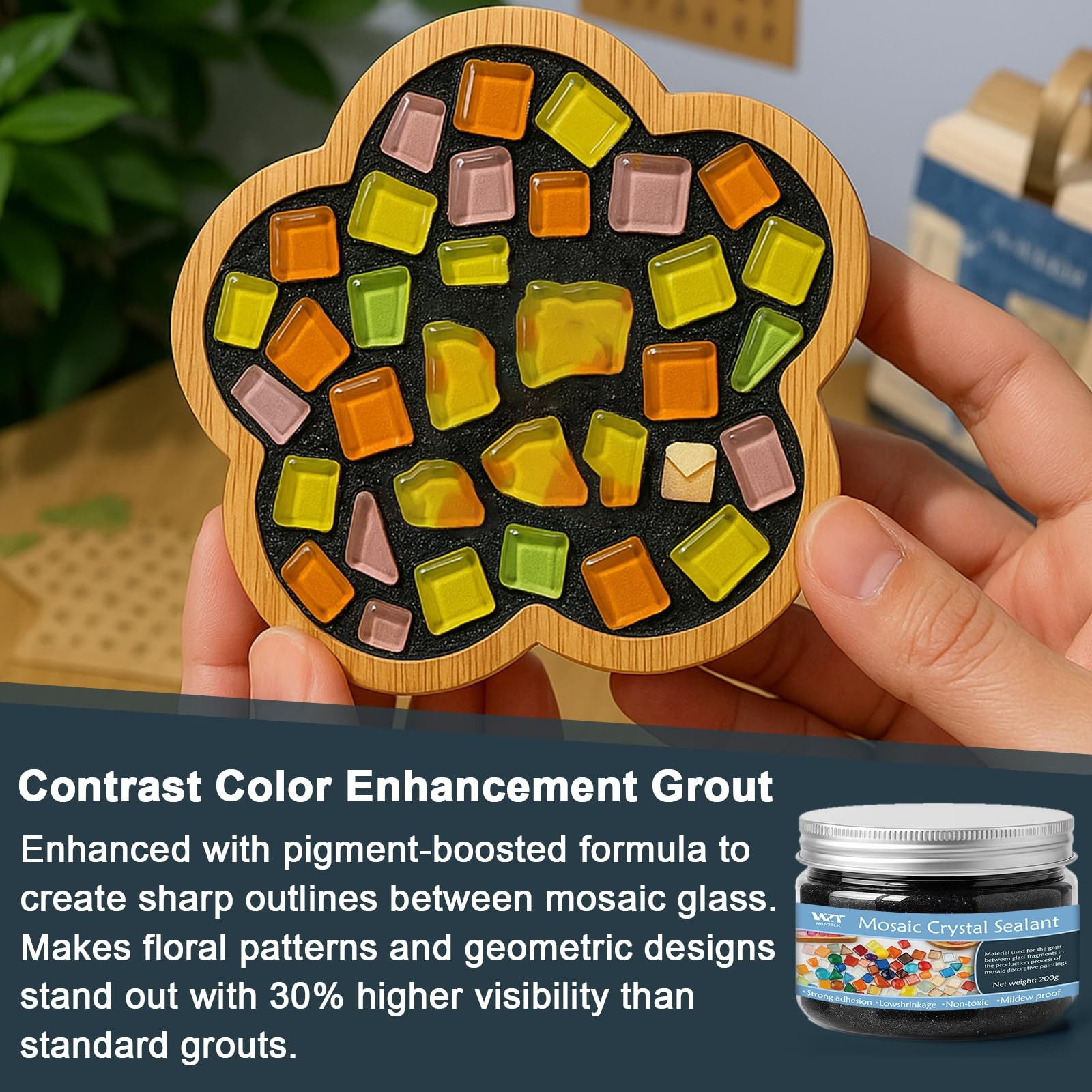 Professional Mosaic Grout for Crafts Black 200g – Quick-Dry Crystal Tile Grou…