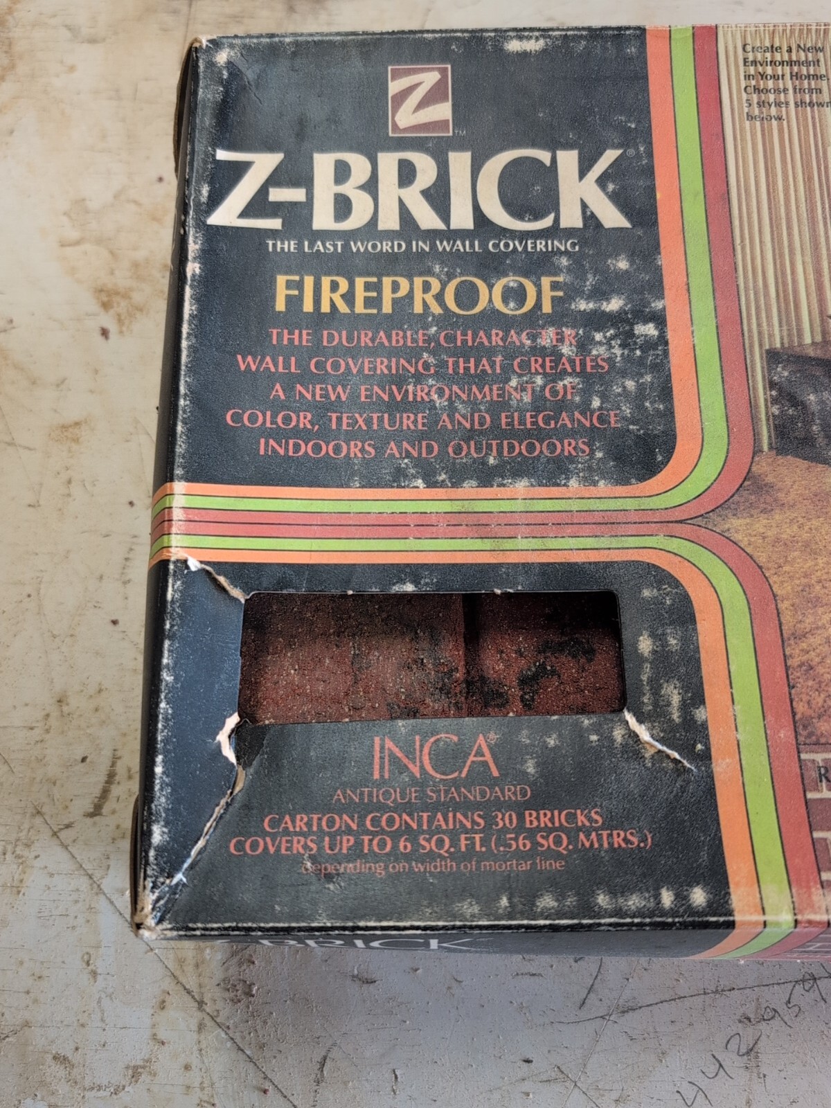 Vintage Z-Brick Inca 20 Facing Bricks New Old Stock Used Brick Style Retro Brick