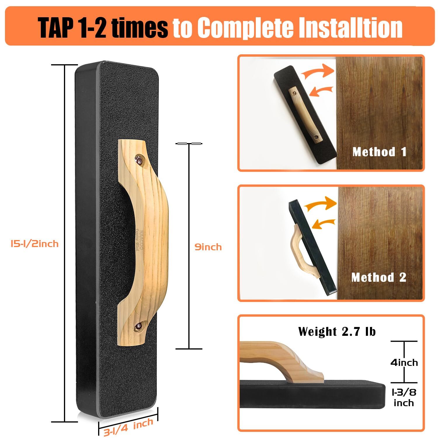 Heavy Big Tapping Block Flooring Tools 2.7lbs | 151/2in Needn’t Mallet Just Tap