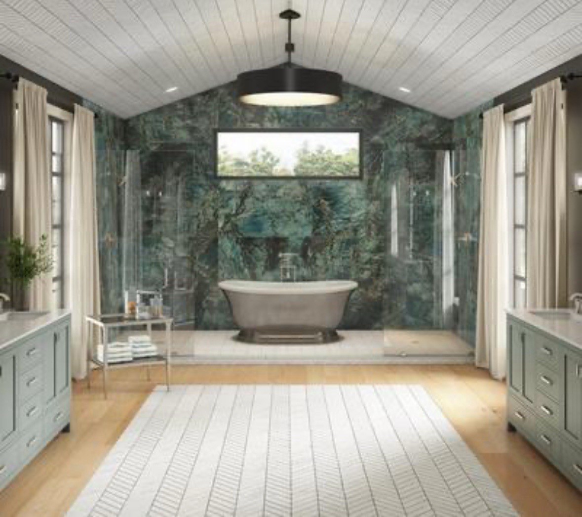 Forest Green Marble-Look Modern Glossy 48×48 Wall/Floor Tile