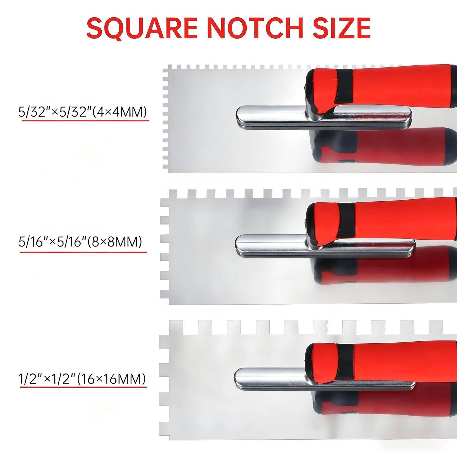 Square Notched Tile Trowel Set, with Rubber Grout Float,Grout Sponge and Work…