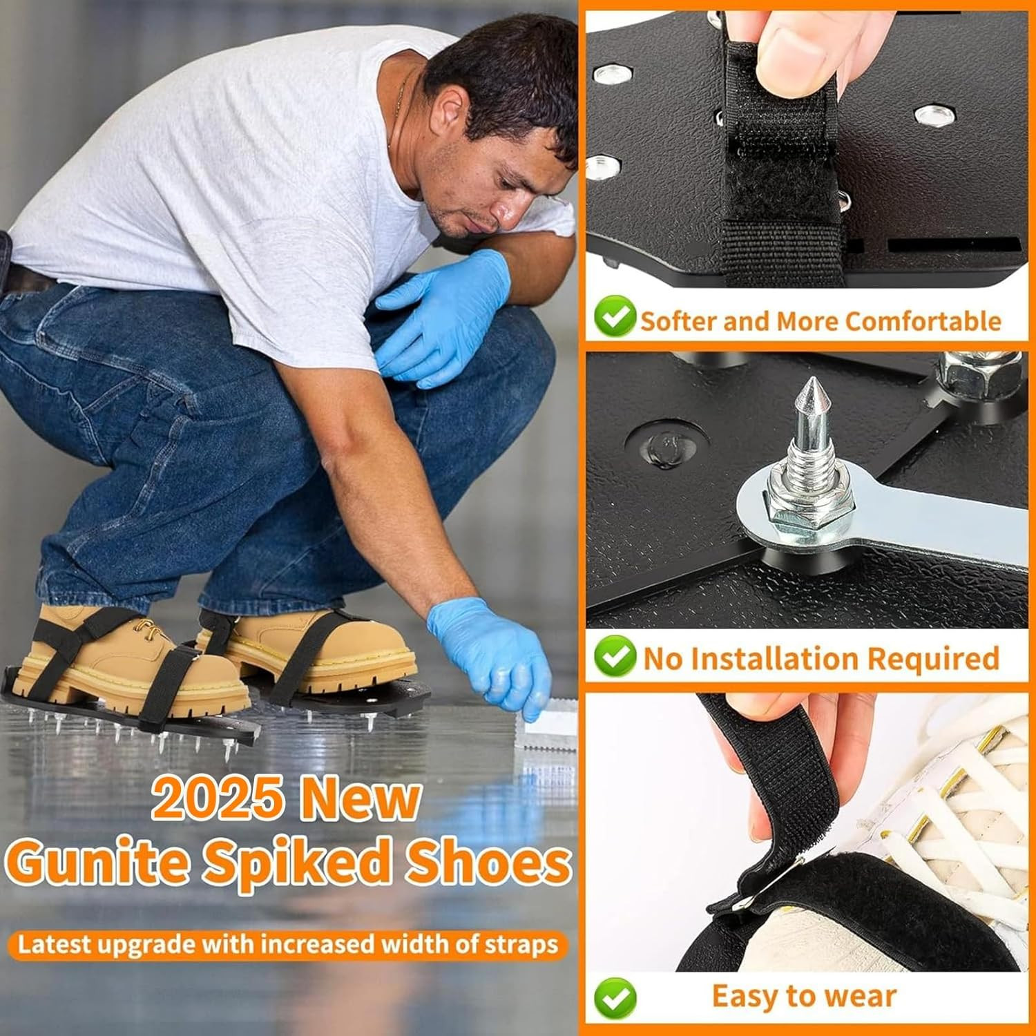 Epoxy Floor Spiked Shoes Fully Assembled Gunite Spiked Shoes with 3/4″ Short Spi