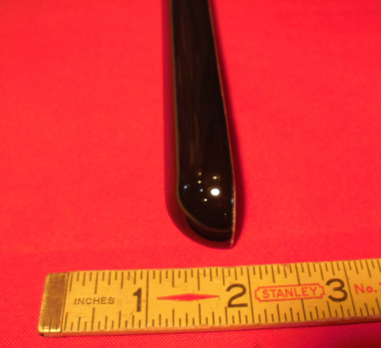 4 pieces. *Glossy Black* Ceramic Quarter Round Tiles 1″ X 6″ Corner Tiles NOS