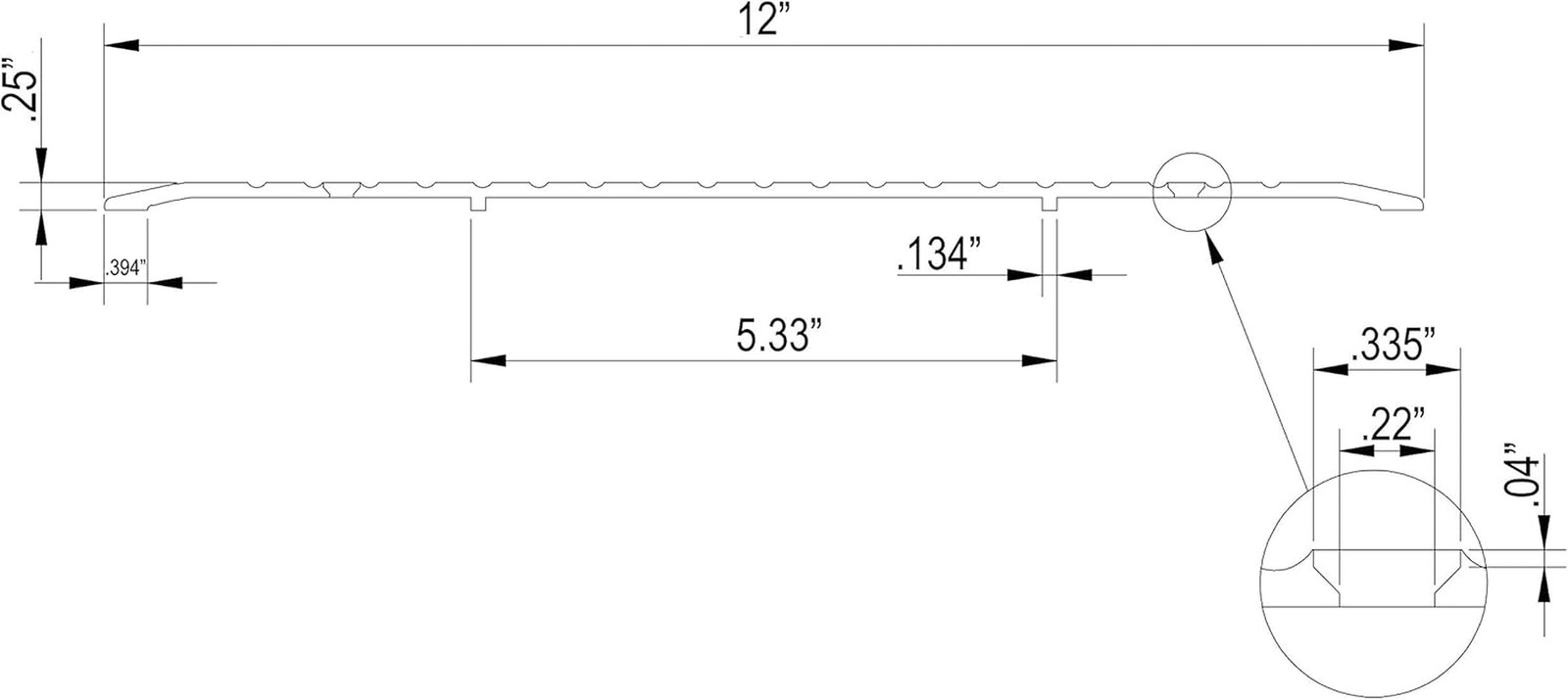 12″ Aluminum Door Threshold Strip – Low-Profile Transition Saddle 12″x48