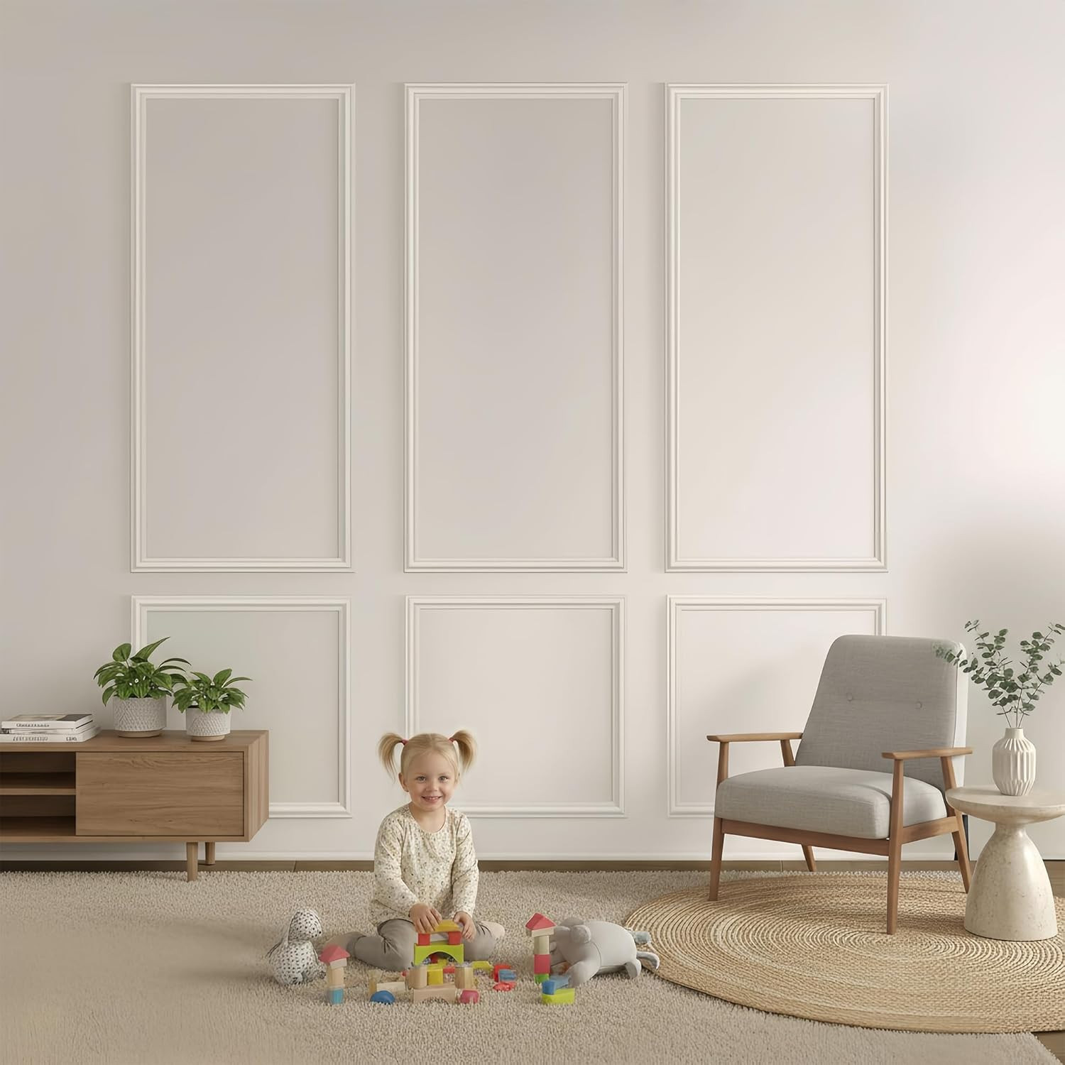 Pre-Cut Peel and Stick Wall Molding Kit Wainscoting Trim- Self Adhesive Premade